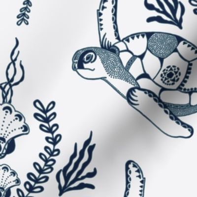Tidal Tapestry - Turtle Hero on Off White
