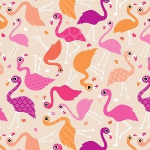 Flamingo summer colorful tropical birds retro girls print  vintage pink sand 