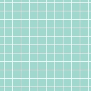 Modern grid check in  teal green small.