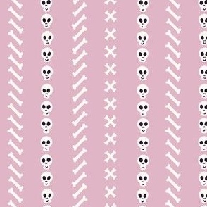 SMALL Fun Pastel Pink Skulls and Bones Halloween Stripes