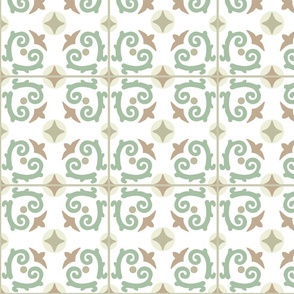Pretty In Mint Ornate Floral Tile