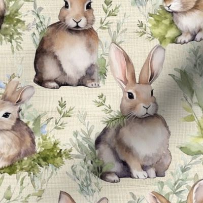 Easter rabbits watercolor	