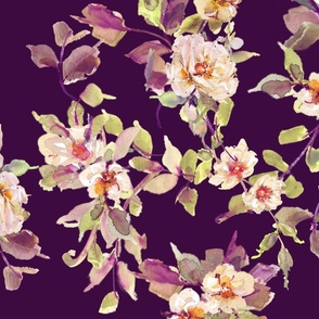 Romantic Serenade Floral Blooms - Moody Purple