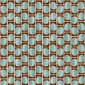 Textured two-toned powder blue pebbles in chocolate brown rectangular frames - Medium