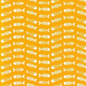 white fish waves yellow batik