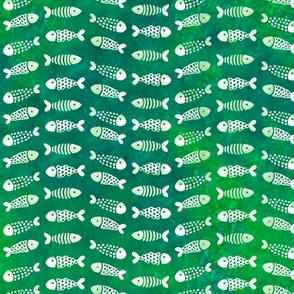 white fish waves green batik