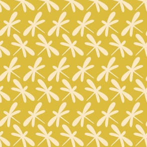 Geometrical dragonflies on yellow background