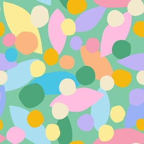 beach ball abstract shapes, pastel colorful and fun: green
