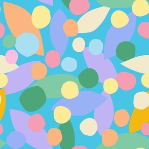 beach ball abstract shapes, pastel colorful and fun: Blue