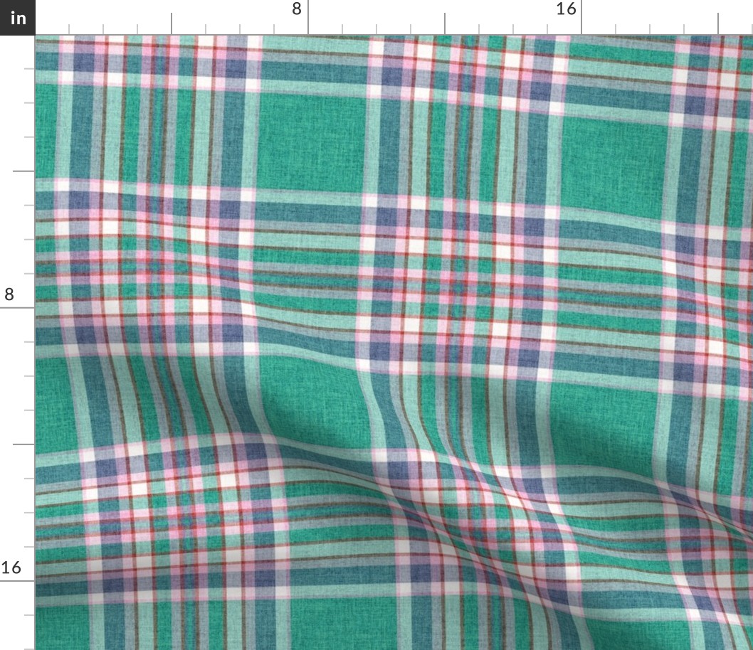 Maggie Plaid Green pink Ivory LARGE SCALE 