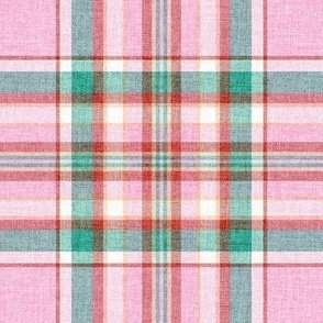 Maggie Plaid pink green peach LARGE SCALE