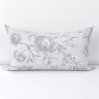 Antique Floral Toile - White & Gray