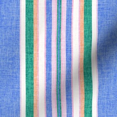 Maggie Vertical stripe Blue pink green LARGE SCALE