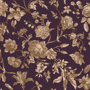 Antique Floral Toile - Purple & Gold