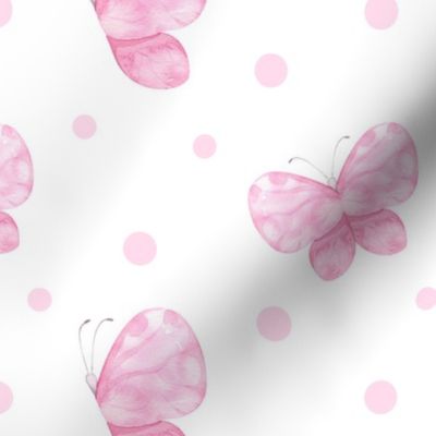 Pink Butterfly Polka Dots