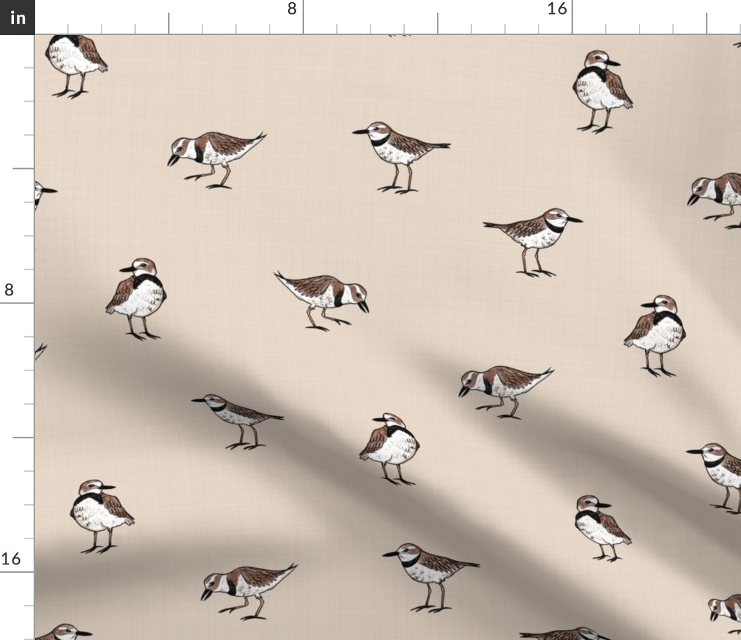 Wilson's Plover - Beach Birds - Subtle Linen - Medium Size