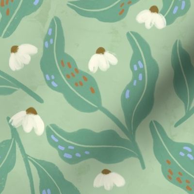 Ditsy daisies  | Medium | Celadon green