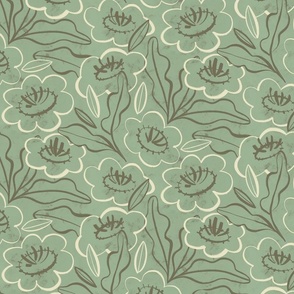 Outlined floral | sage green