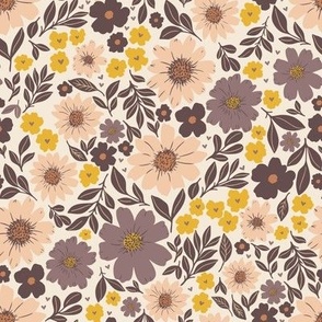 Floral design in warm yellow and earthy browns