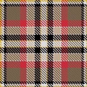 Waffle Grid Plaid in Brown and Red and Yellow