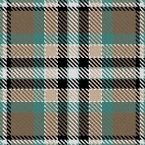 Waffle Grid Plaid in Brown and Sage Green