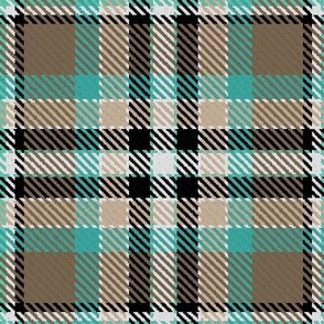 Waffle Grid Plaid in Brown and Mint Green