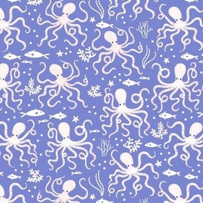 small octopus on cobalt blue