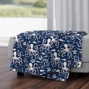 large octopus on navy blue