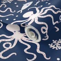 large octopus on navy blue