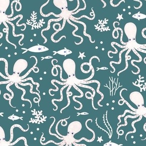 medium octopus on teal green