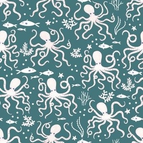 small octopus on teal green