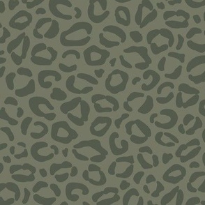 Thyme Green Leopard Print {on Camouflage Green} Tone on Tone Animal Spots 
