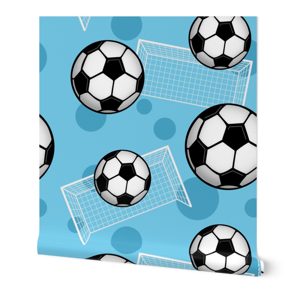 Soccer Balls and Goals Blue - Large Scale