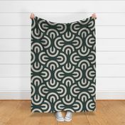 Basket Weave Disco Overlap Curves Forest Green Jumbo Print 24" Repeat by AranMade