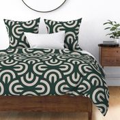 Basket Weave Disco Overlap Curves Forest Green Jumbo Print 24" Repeat by AranMade