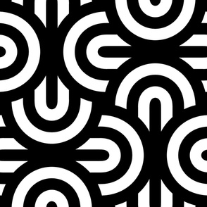 Black and White Jumbo Curves Wallpaper Basket Weave Disco Era Overlap Curves by AranMade
