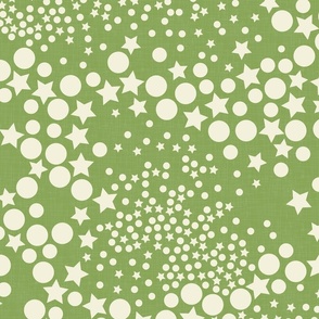 Galaxy Glam Geometry - Green and Cream / Large