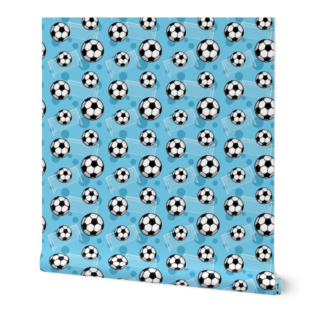 Soccer Balls and Goals Blue - Medium Scale