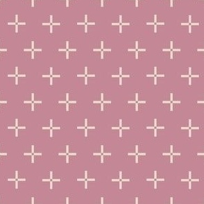 mini micro // Classic Plus Signs Geometric Crosses Cream on Rose Pink // 4"