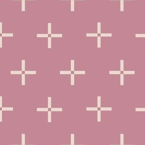 mini // Classic Plus Signs Geometric Crosses Cream on Rose Pink // 4"