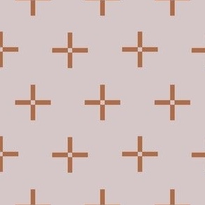 mini  // Classic Plus Signs Geometric Crosses Terracotta Orange on Blush Pink // 4"