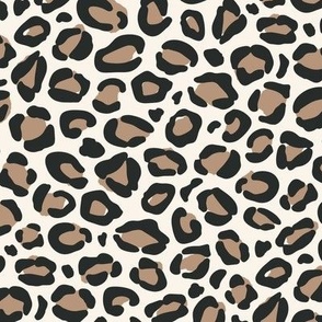 Black Leopard Print {Brown and Charcoal Black on Cream Off White} Animal Spots 