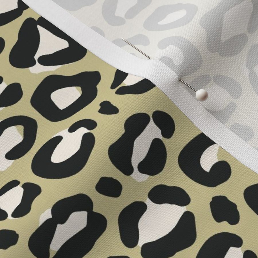 Leopard Print {Cream and Charcoal Black on Dusty Yellow } Animal Spots 