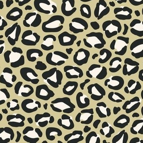 Leopard Print {Cream and Charcoal Black on Dusty Yellow } Animal Spots 