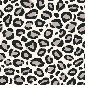 Grey Leopard Print {Pale Umber Gray and Charcoal Black on Cream Off White} Animal Spots 