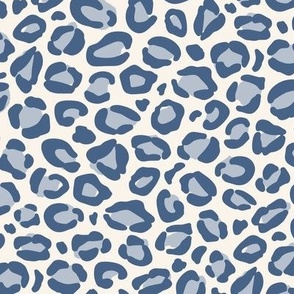 Blue Leopard Print {Pastel Blue and Federal Blue on Cream Off White} Animal Spots 