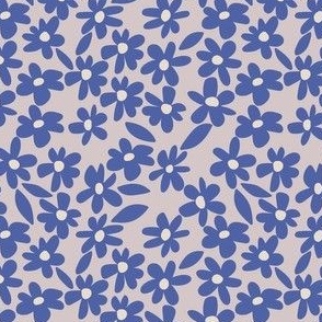 mini // Daisy Bloom Retro Floral in Royal Blue on Blush  // 4"