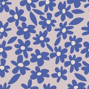 medium // Daisy Bloom Retro Floral in Royal Blue on Blush  // 8"