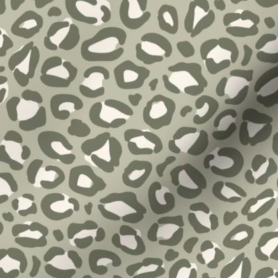 Leopard Print {Cream and Camouflage Green on Sage Green} Animal Spots 