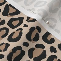 Leopard Print {Brown and Charcoal Black on Neutral Tan} Animal Spots 